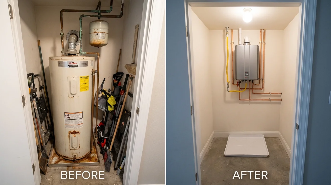 Tank water heater versus wall-mounted tankless unit comparison for Mount Vernon, MO homeowners